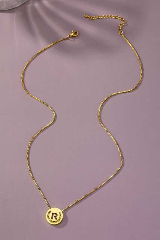 TEEK - Stainless Cut Out Initial Box Chain Necklace JEWELRY TEEK FG R