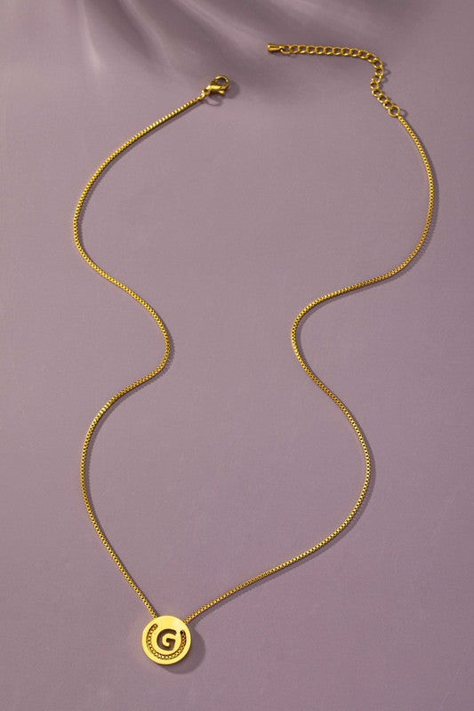 TEEK - Stainless Cut Out Initial Box Chain Necklace JEWELRY TEEK FG G