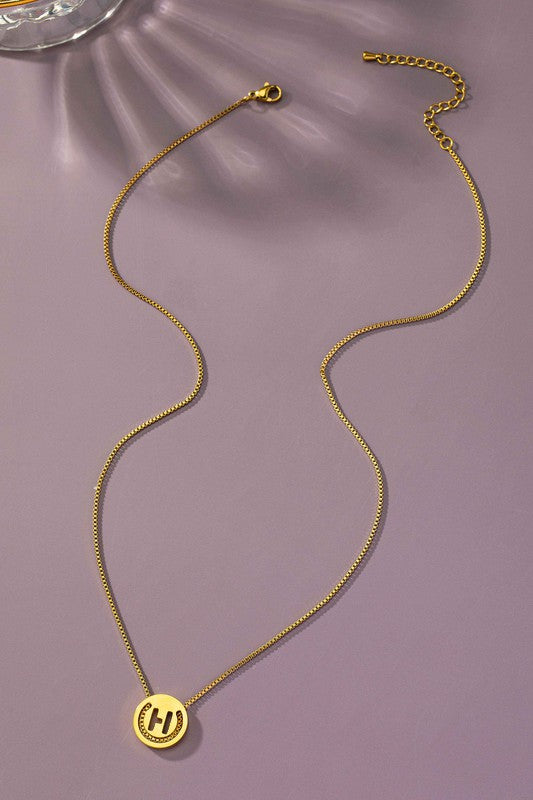 TEEK - Stainless Cut Out Initial Box Chain Necklace JEWELRY TEEK FG H