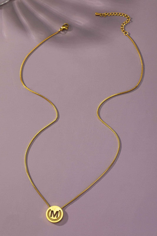 TEEK - Stainless Cut Out Initial Box Chain Necklace JEWELRY TEEK FG M