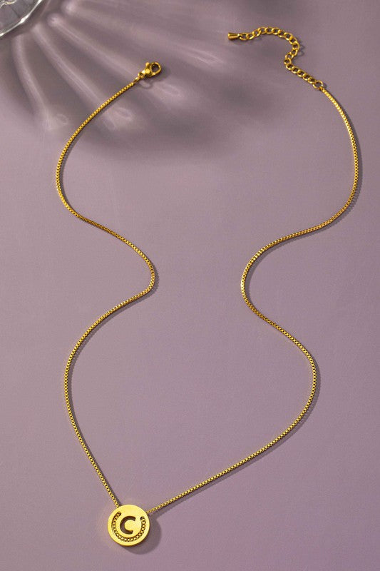 TEEK - Stainless Cut Out Initial Box Chain Necklace JEWELRY TEEK FG C