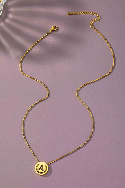 TEEK - Stainless Cut Out Initial Box Chain Necklace JEWELRY TEEK FG A