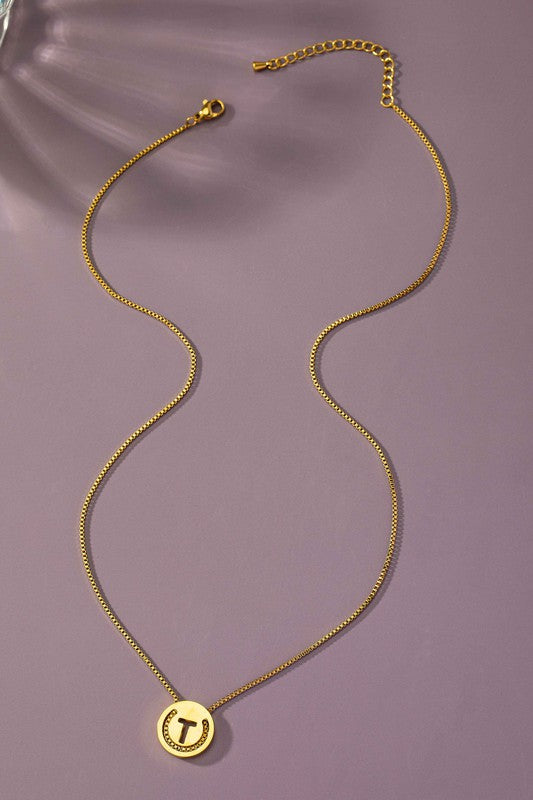 TEEK - Stainless Cut Out Initial Box Chain Necklace JEWELRY TEEK FG T