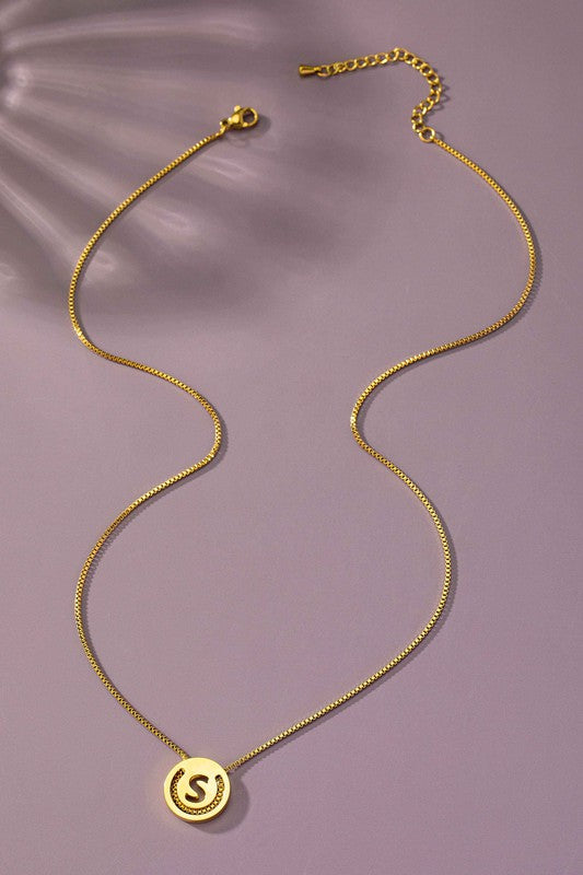 TEEK - Stainless Cut Out Initial Box Chain Necklace JEWELRY TEEK FG S