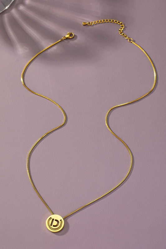 TEEK - Stainless Cut Out Initial Box Chain Necklace JEWELRY TEEK FG D