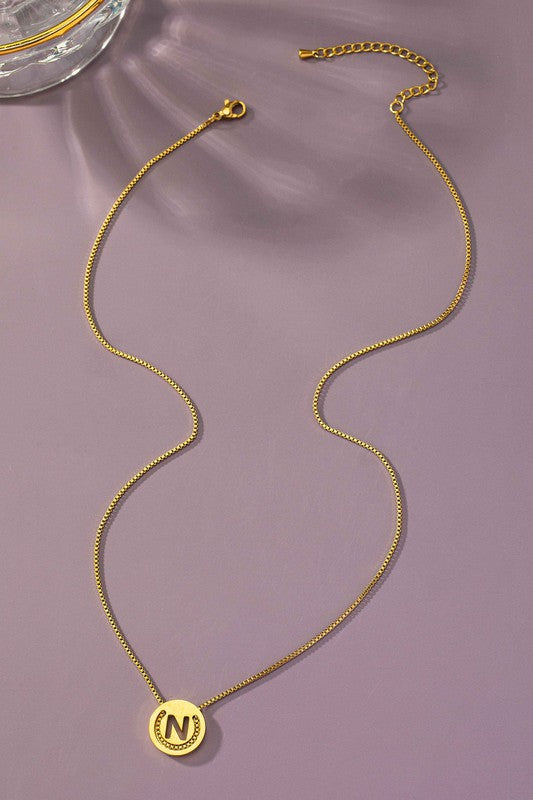 TEEK - Stainless Cut Out Initial Box Chain Necklace JEWELRY TEEK FG N