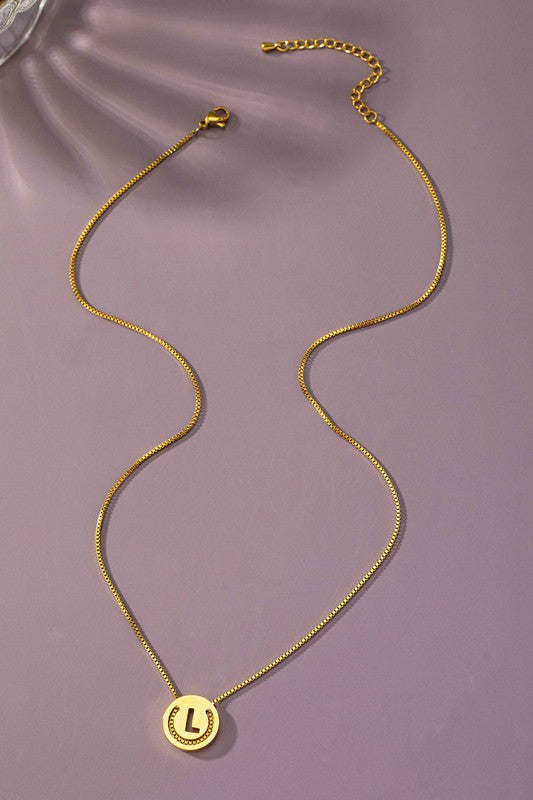 TEEK - Stainless Cut Out Initial Box Chain Necklace JEWELRY TEEK FG L