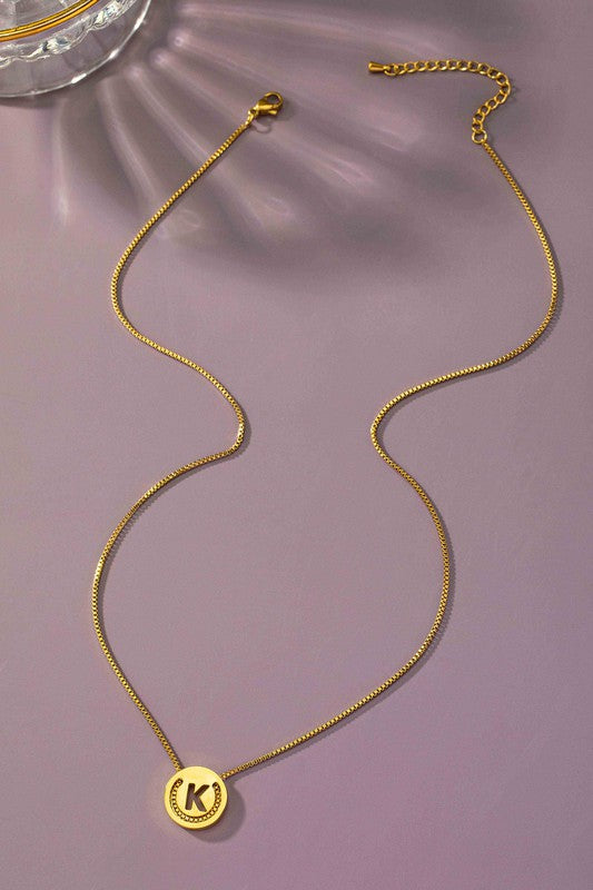 TEEK - Stainless Cut Out Initial Box Chain Necklace JEWELRY TEEK FG K