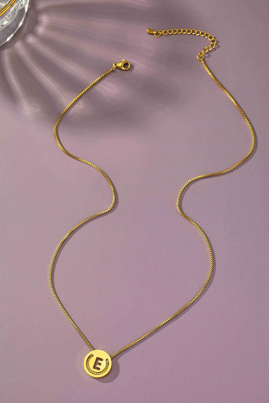 TEEK - Stainless Cut Out Initial Box Chain Necklace JEWELRY TEEK FG E