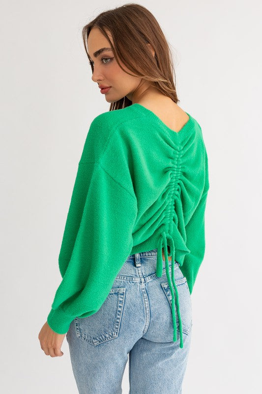 TEEK- Fuzzy Sweater with Back Ruching SWEATER TEEK FG   