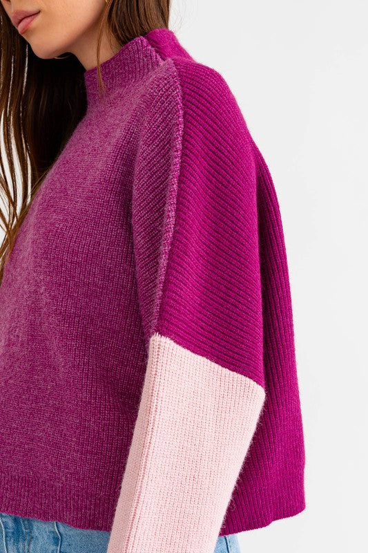 TEEK - Color Block Oversized Sweater TOPS TEEK FG Magenta XS 