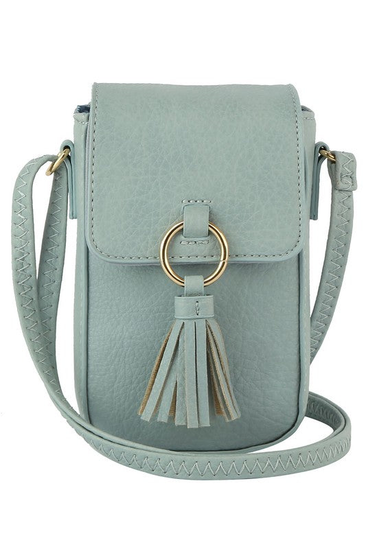 TEEK - Tassel Ring Flap Cell Phone Crossbody Bag Wallet BAG TEEK FG D/BLUE