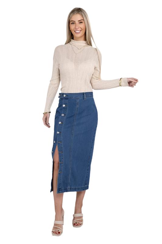 TEEK - Blue Midi Denim Skirt SKIRT TEEK FG S  