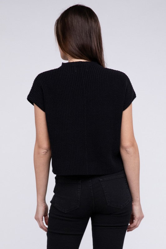 TEEK - Mock Neck Short Sleeve Cropped Sweater SWEATER TEEK FG   