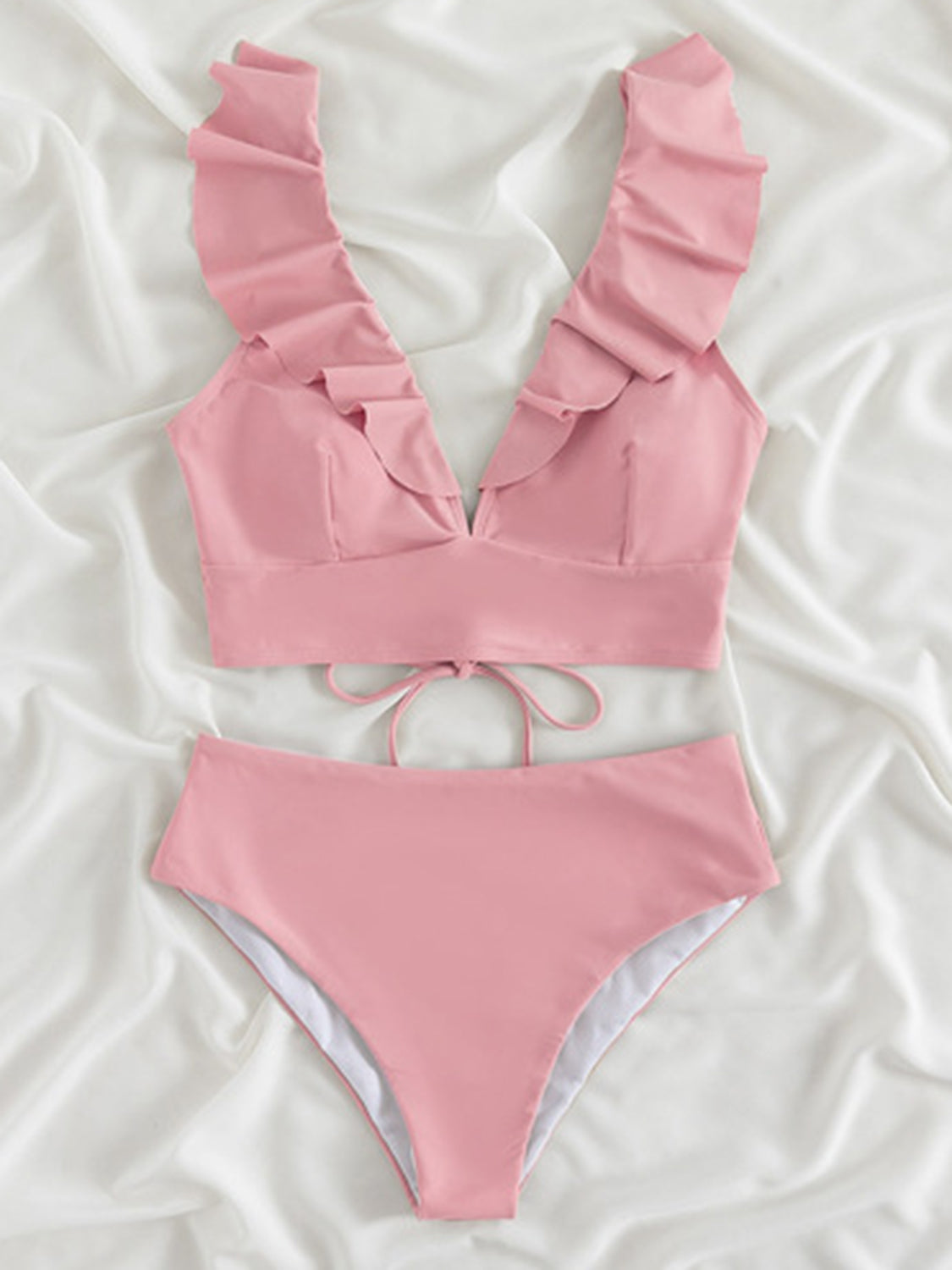 TEEK - Ruffled V-Neck Sleeveless Bikini SWIMWEAR TEEK Trend Carnation Pink S 
