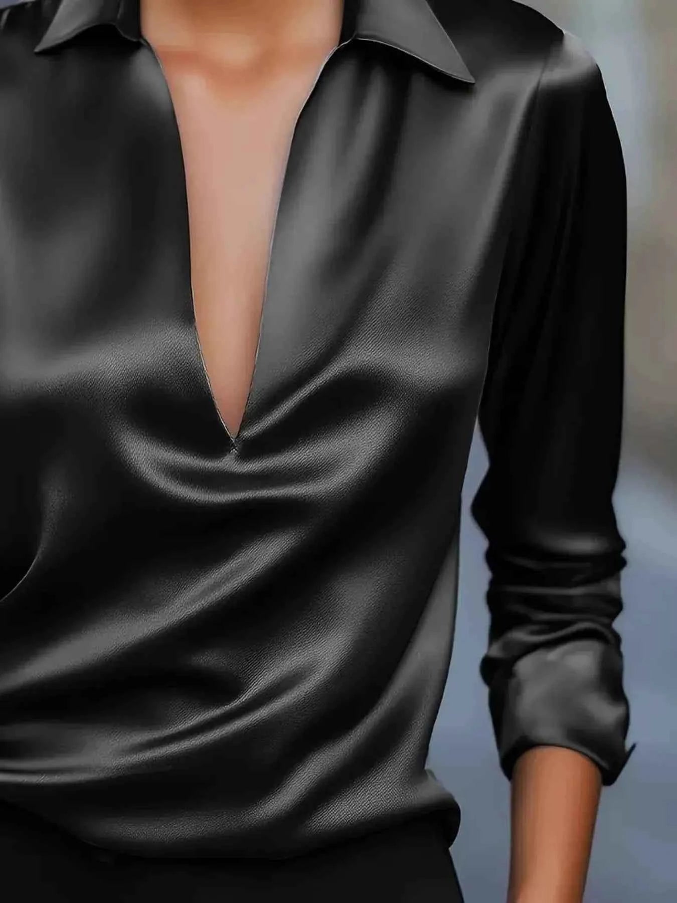 TEEK - Elegant Deep V Long Sleeve Blouse TOPS TEEK Trend