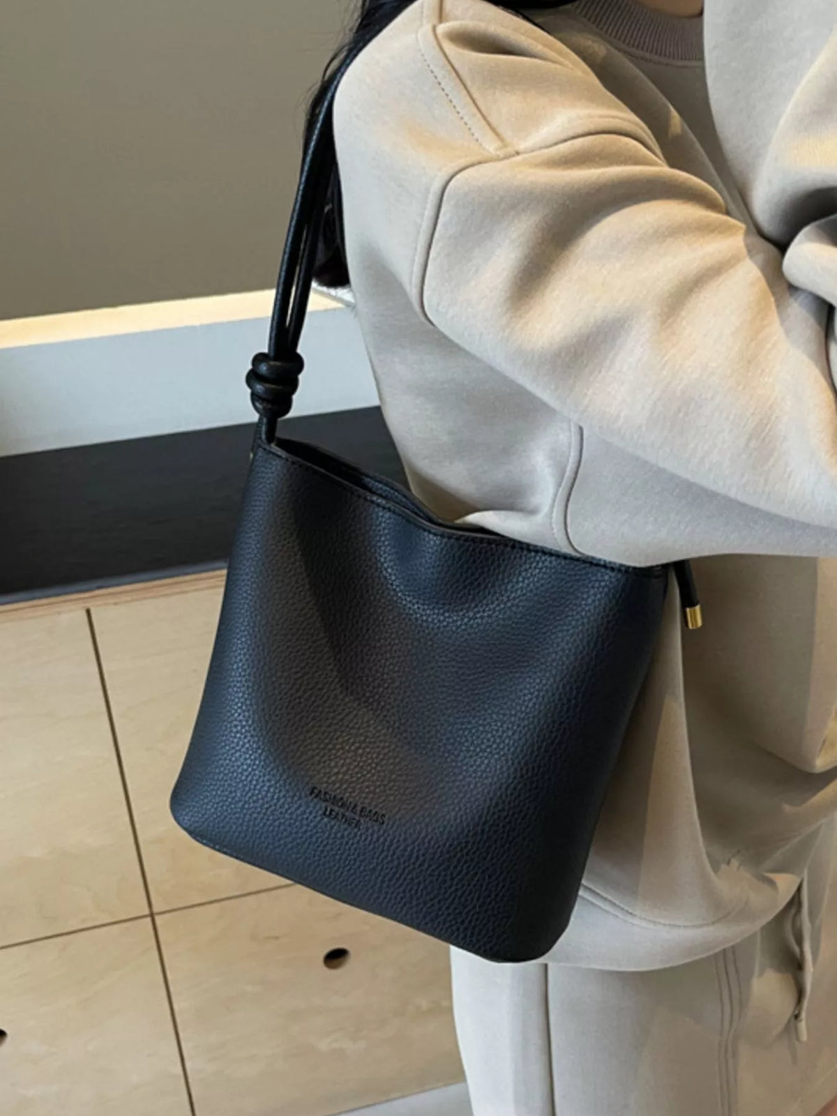 Leather Bucket Crossbody Bag Trendsi