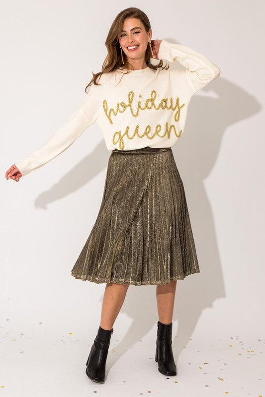 TEEK - Lurex Fabric Pleated Midi Skirt SKIRT TEEK FG S  
