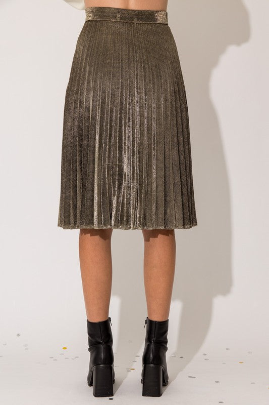 TEEK - Lurex Fabric Pleated Midi Skirt SKIRT TEEK FG   