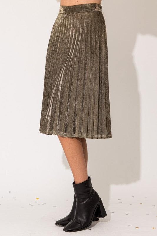 TEEK - Lurex Fabric Pleated Midi Skirt SKIRT TEEK FG   