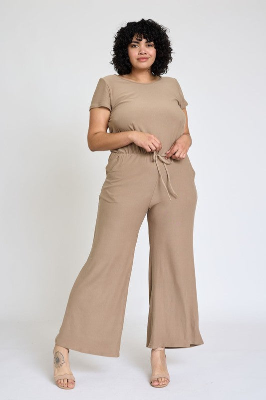 TEEK - Plus Size Spring Short Sleeve Jumpsuit W/Pocket JUMPSUIT TEEK FG