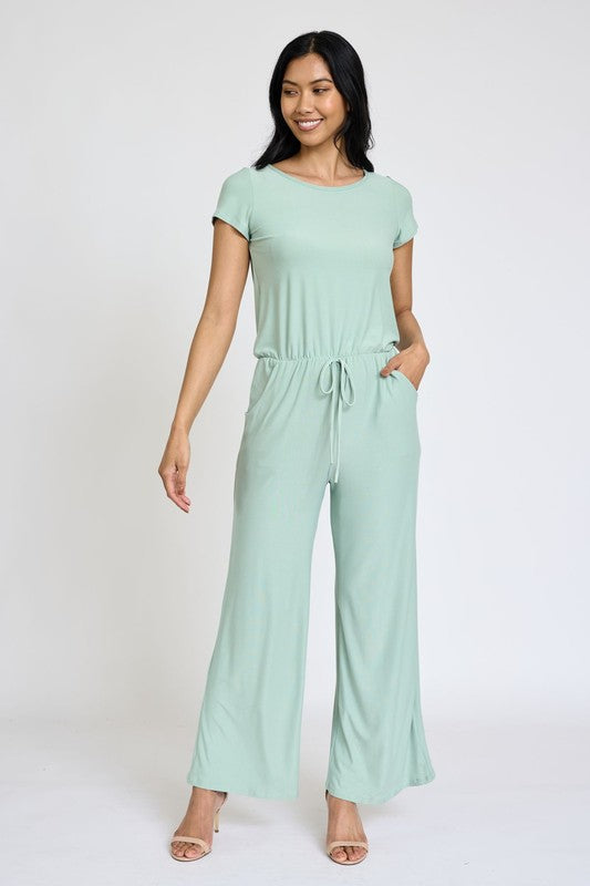 TEEK - Plus Size Spring Short Sleeve Jumpsuit W/Pocket JUMPSUIT TEEK FG