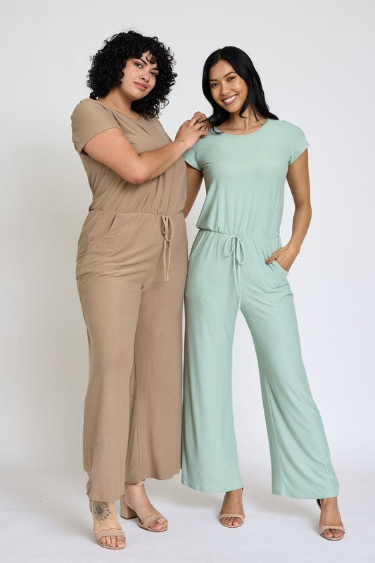 TEEK - Plus Size Spring Short Sleeve Jumpsuit W/Pocket JUMPSUIT TEEK FG