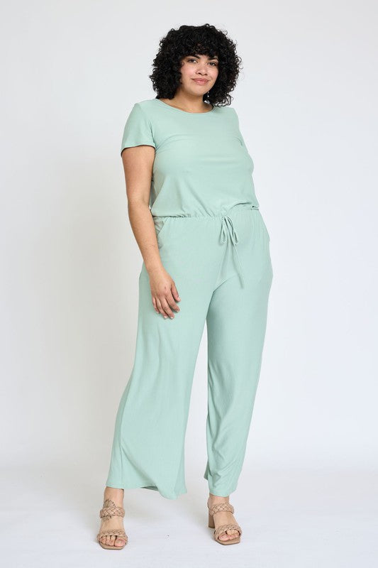 TEEK - Plus Size Spring Short Sleeve Jumpsuit W/Pocket JUMPSUIT TEEK FG