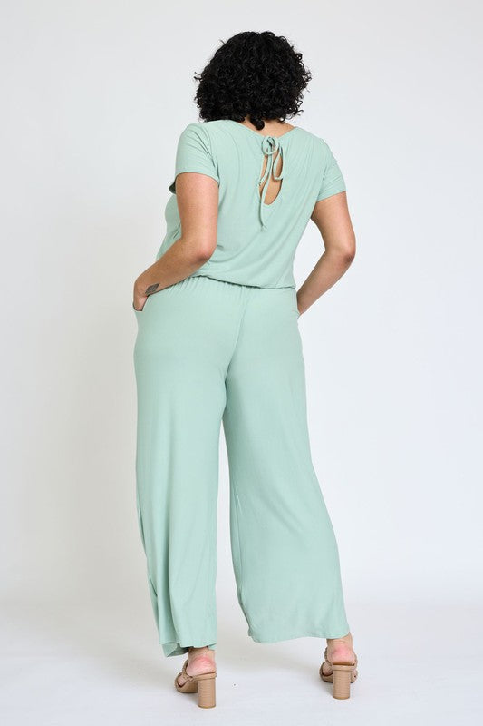 TEEK - Plus Size Spring Short Sleeve Jumpsuit W/Pocket JUMPSUIT TEEK FG