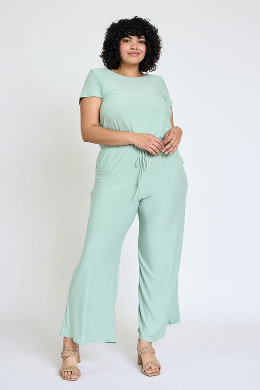 TEEK - Plus Size Spring Short Sleeve Jumpsuit W/Pocket JUMPSUIT TEEK FG