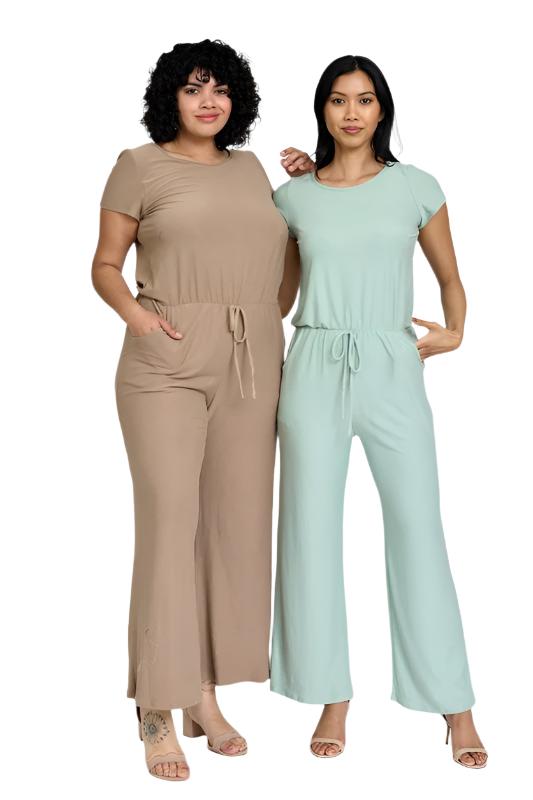 TEEK - Plus Size Spring Short Sleeve Jumpsuit W/Pocket JUMPSUIT TEEK FG