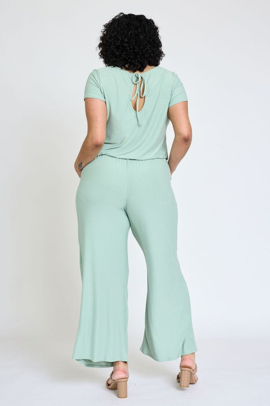 TEEK - Plus Size Spring Short Sleeve Jumpsuit W/Pocket JUMPSUIT TEEK FG