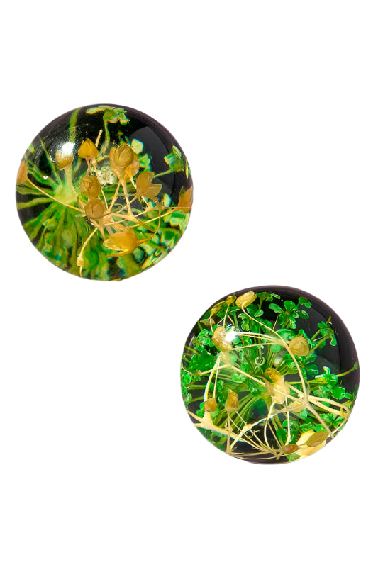 TEEK - Green Dried Flowers Resin Ball Stud Earrings JEWELRY TEEK FG