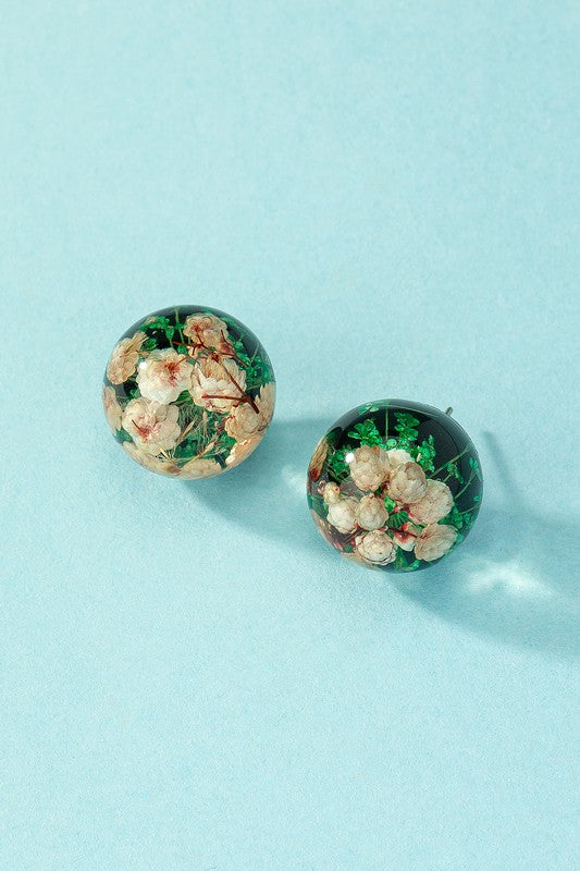 TEEK - Ball Dried Flowers Stud Earrings JEWELRY TEEK FG