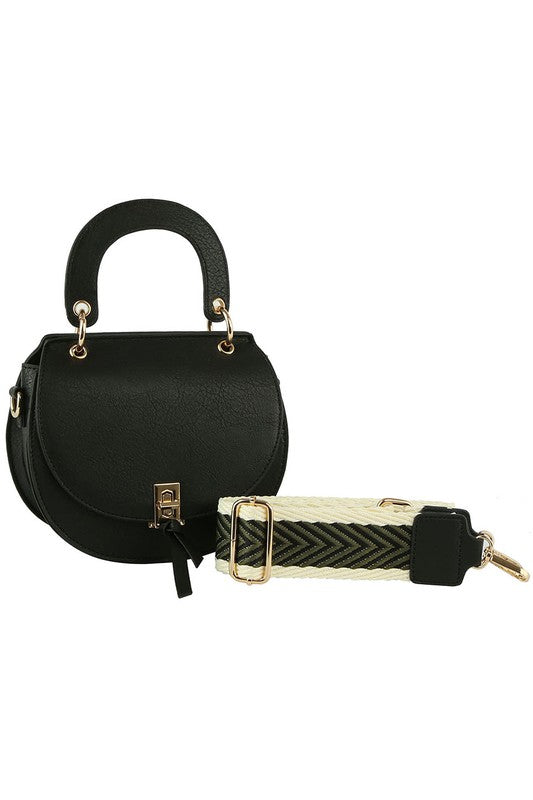 TEEK - Flap Round Saddle Satchel Crossbody Bag BAG TEEK FG BLACK