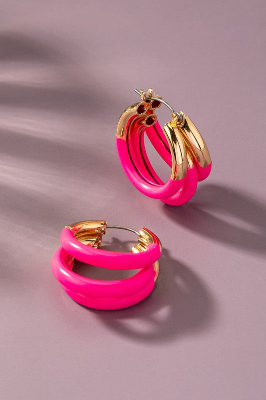 TEEK - Triple Tube Hoop Earrings HAT TEEK FG fuchsia One Size 