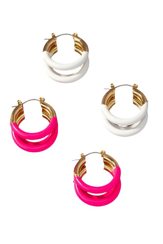 Triple layer tube hoop earrings with enamelcoating  TEEK FG   