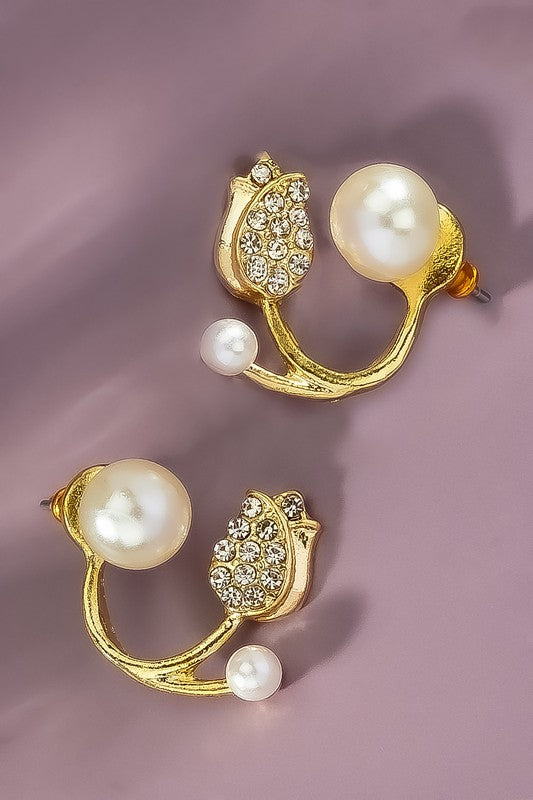 TEEK - Front & Back Pearl Flower Earrings JEWELRY TEEK FG   