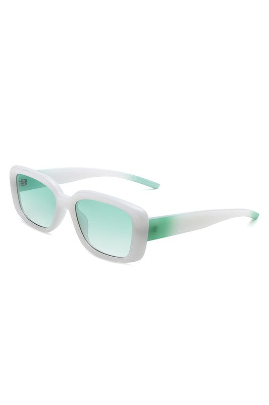 TEEK - Rectangle Retro Flat Top Square Sunglasses EYEWEAR TEEK FG White/Green  