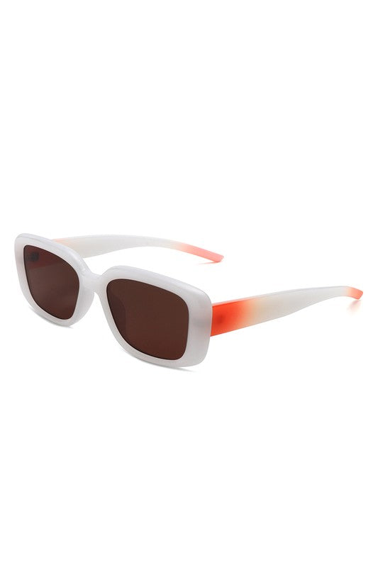 TEEK - Rectangle Retro Flat Top Square Sunglasses EYEWEAR TEEK FG White/Brown  