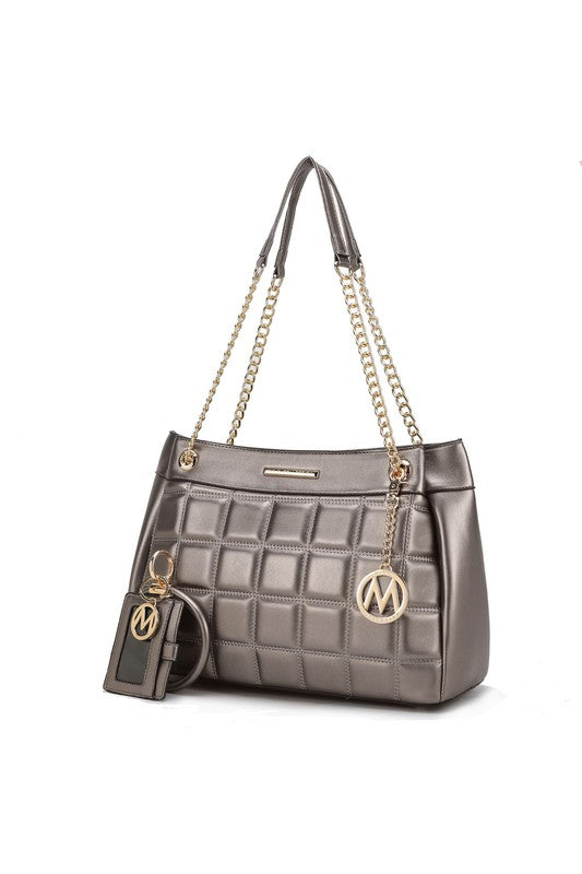 TEEK - MKF Collection Mabel Quilted Shoulder Bag BAG TEEK FG Pewter  