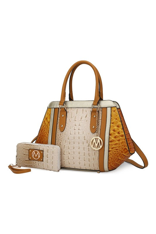 TEEK - MKF Collection Daisy Croco Satchel & Wallet BAG TEEK FG Beige - Yellow One Size 