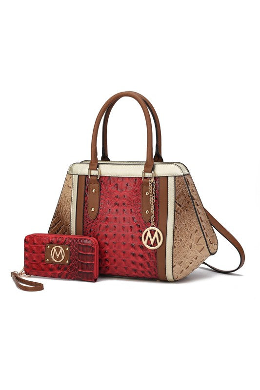 TEEK - MKF Collection Daisy Croco Satchel & Wallet BAG TEEK FG Red - Taupe One Size 