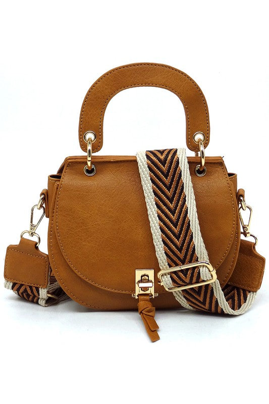 TEEK - Flap Saddle Satchel Crossbody Bag BAG TEEK FG L/BROWN