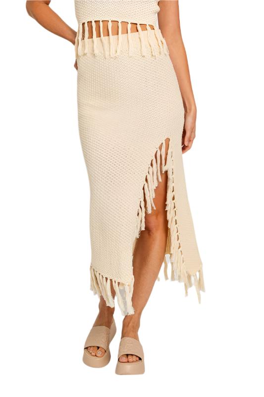 TEEK - Tassel Slit Sweater Skirt SKIRT TEEK FG CREAM XS 