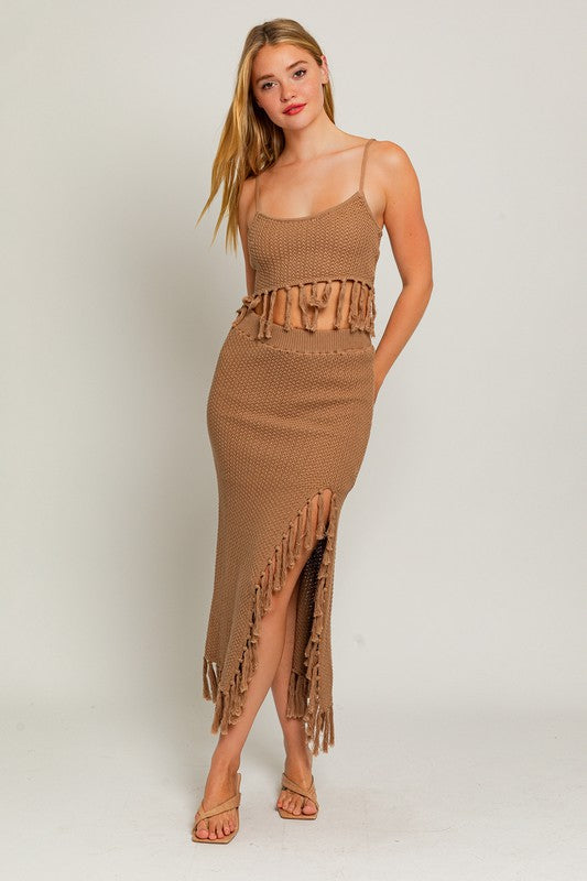 TEEK - Tassel Slit Sweater Skirt SKIRT TEEK FG TAUPE XS 