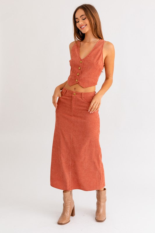 TEEK - Rust Cord Maxi Skirt  TEEK FG   