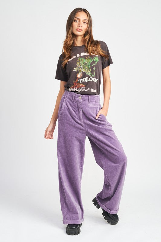 Mauve corduroy fashion pants