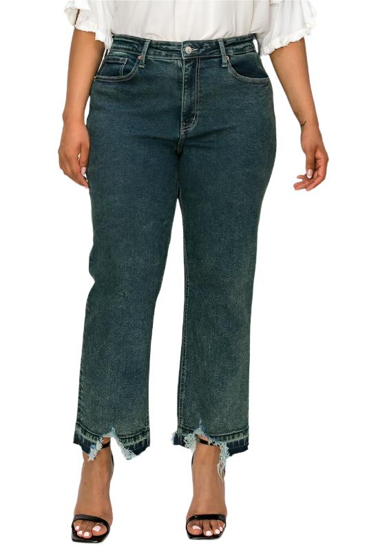 TEEK - OLIVE PLUS SIZE HIGH RISE STRETCH STRAIGHT JEANS JEANS TEEK FG 16  