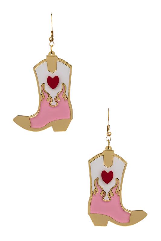 TEEK - Acrylic Cowboy Boots Earrings JEWELRY TEEK FG Pink  